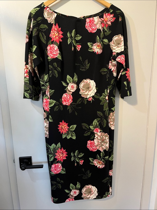 Donna Morgan Dresses & Skirts - Donna Morgan Black Floral Midi Dress 3/4 sleeves